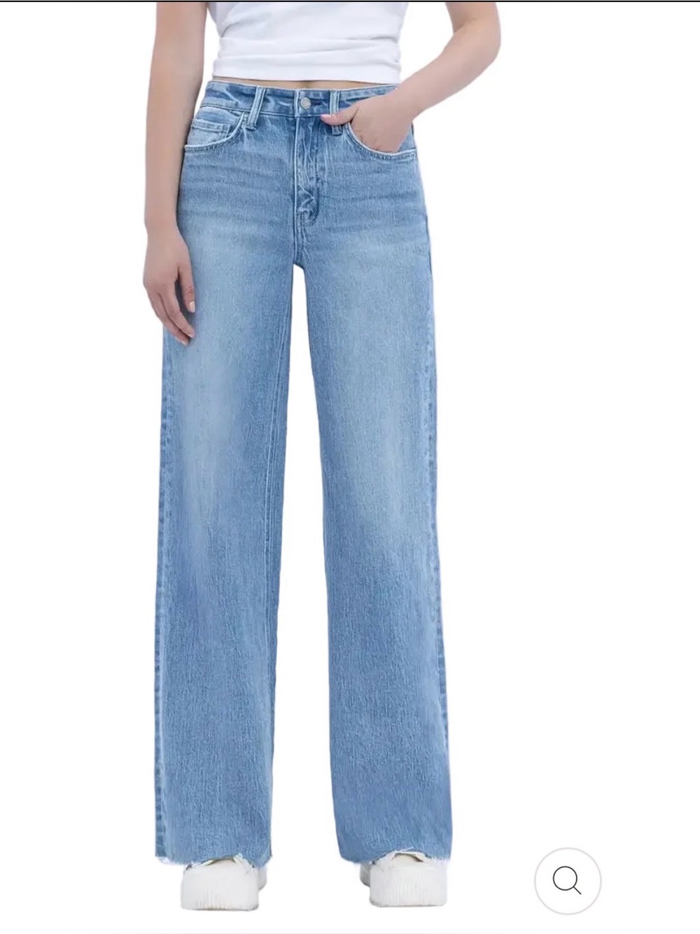 Vervet Blue High Rise Wide Leg Raw Hem Jean
